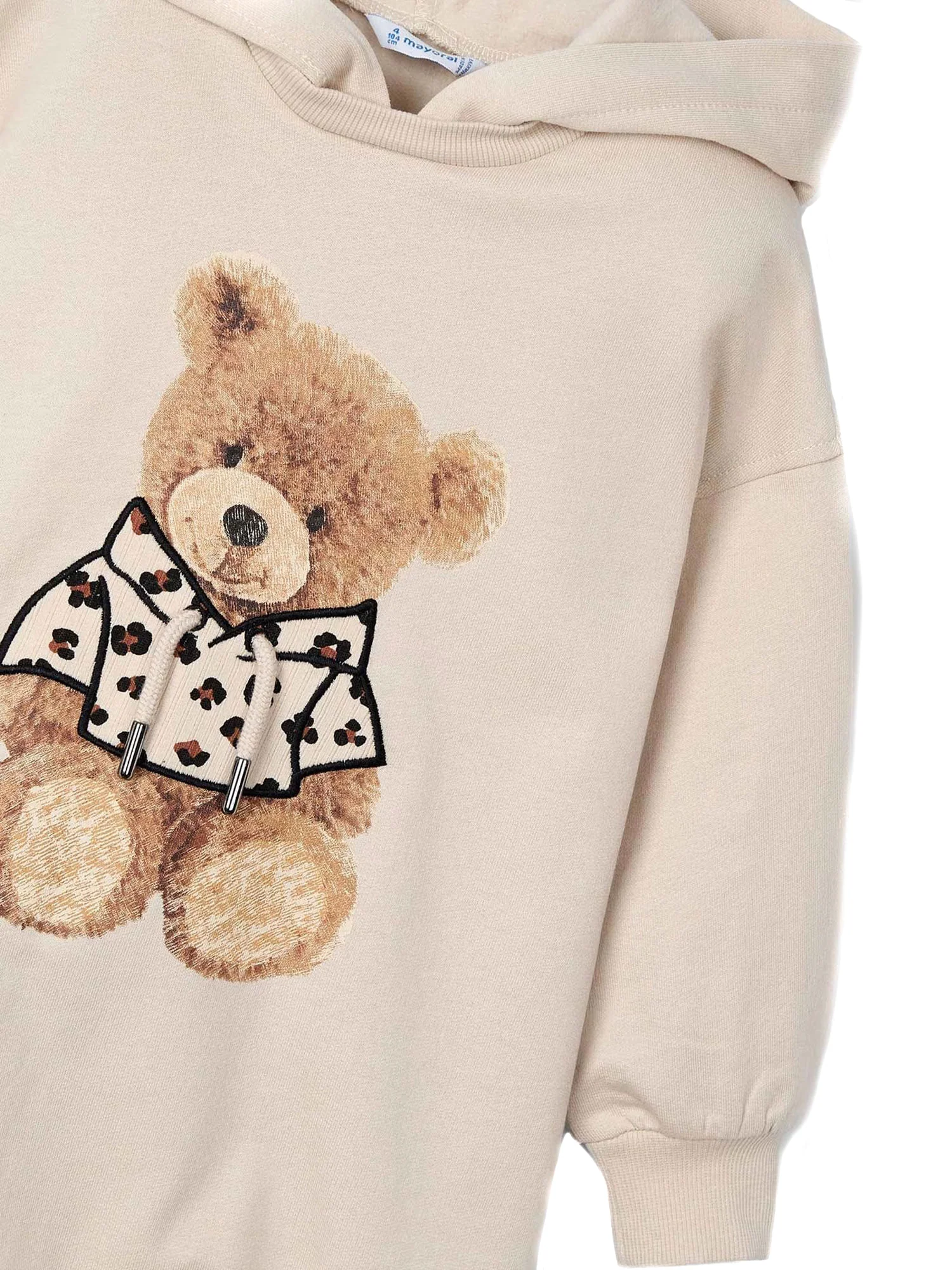 Abito manica lunga con cappuccio felpa sabbia - Image 3