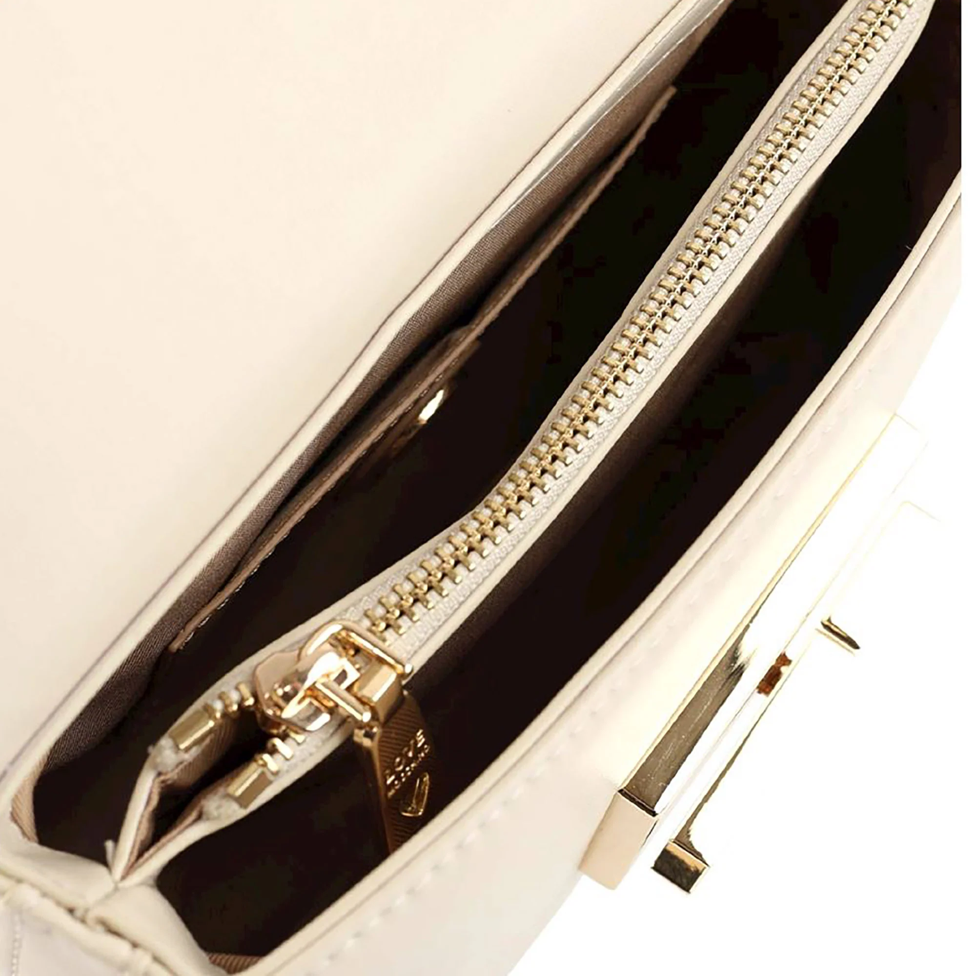 Borsa a mano con placca e molletta frontale avorio - Image 3