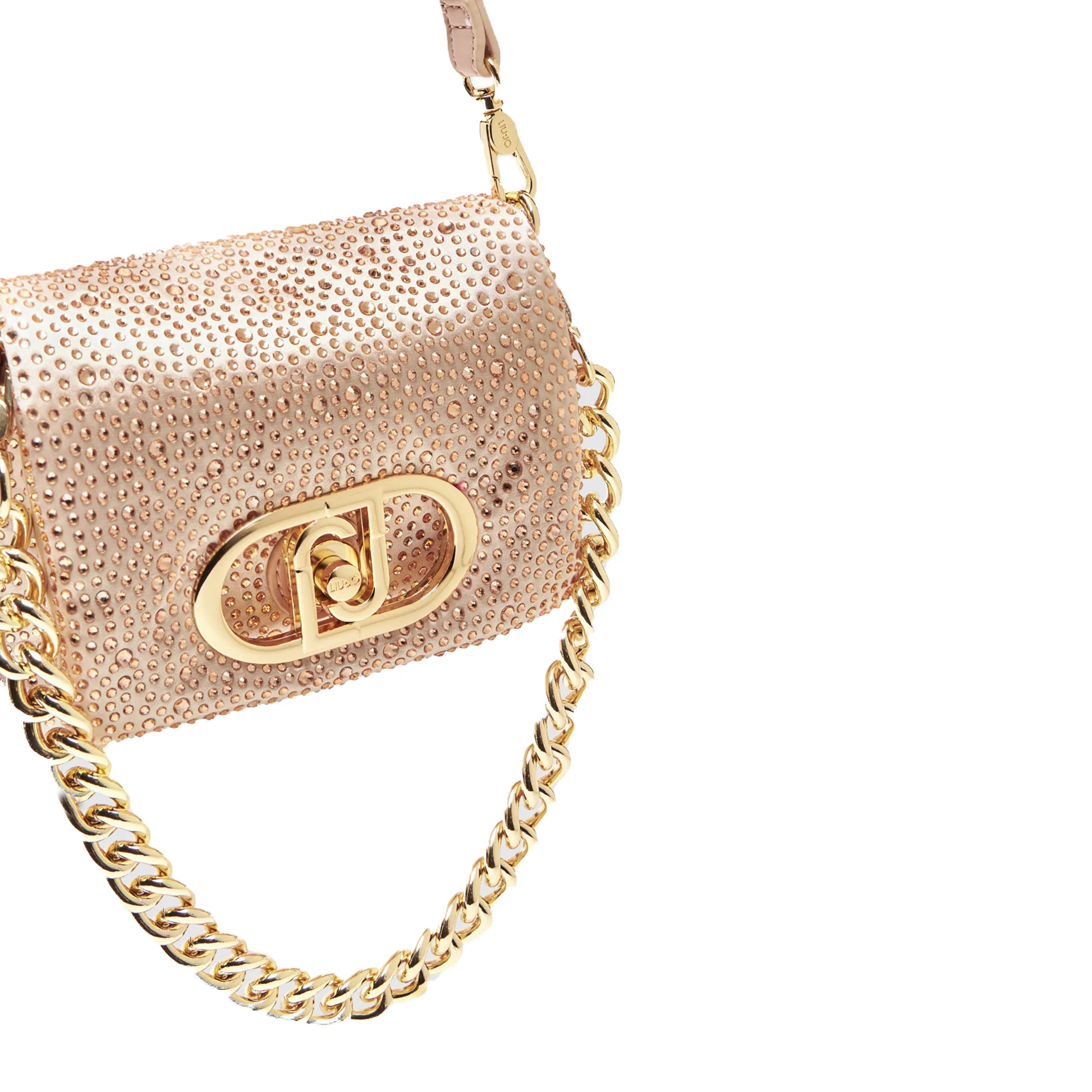 Borsa a spalla con strass cipria - Image 4