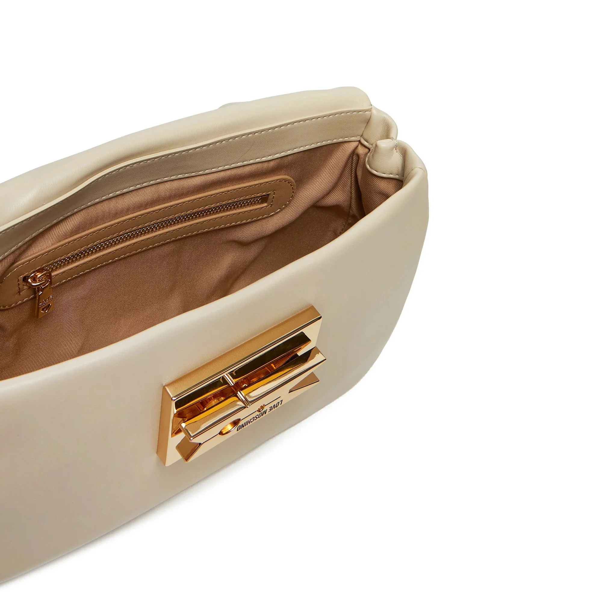 Borsa a tracolla con placca dorata avorio - Image 4