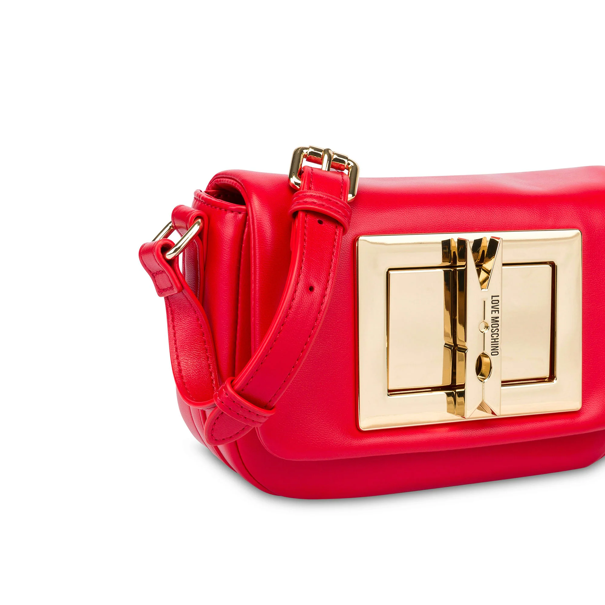 Borsa a tracolla con placca dorata rosso - Image 4