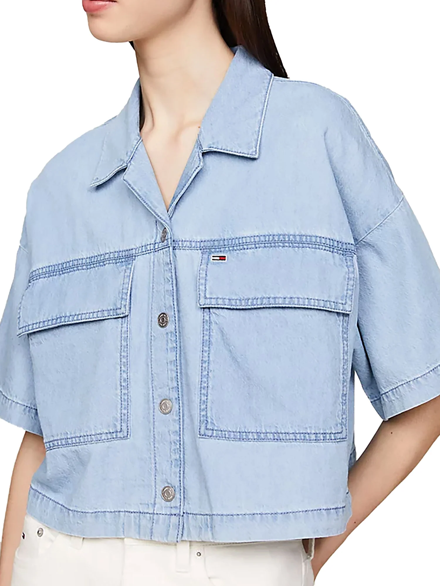 Camicia maniche corte in denim medio - Image 4