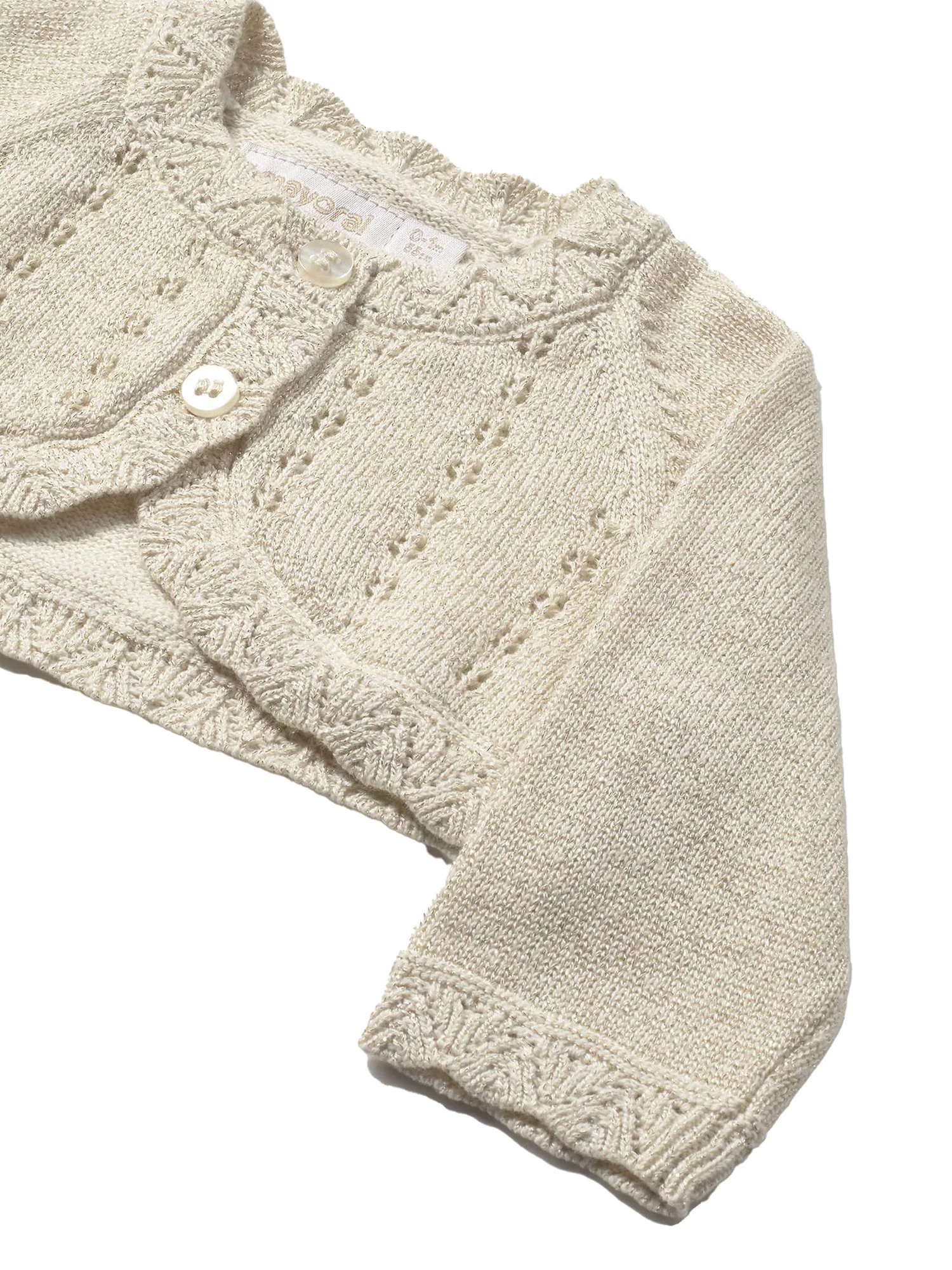 Cardigan corto con bottoni neonata champagne - Image 5