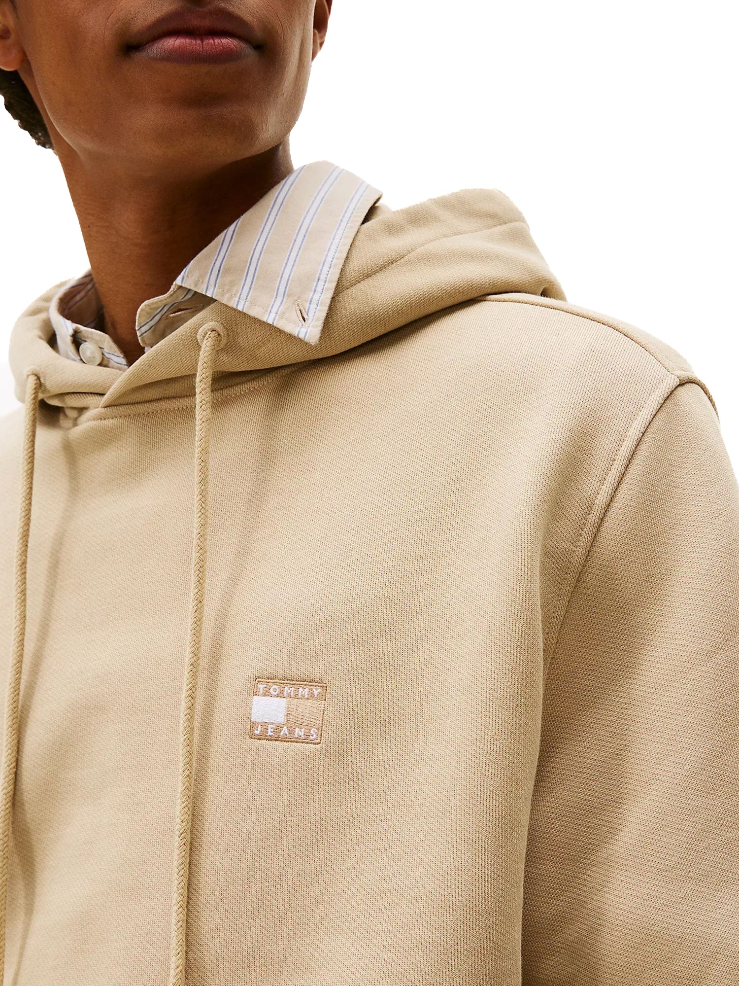 Felpa con cappuccio e logo sul petto beige - Image 3