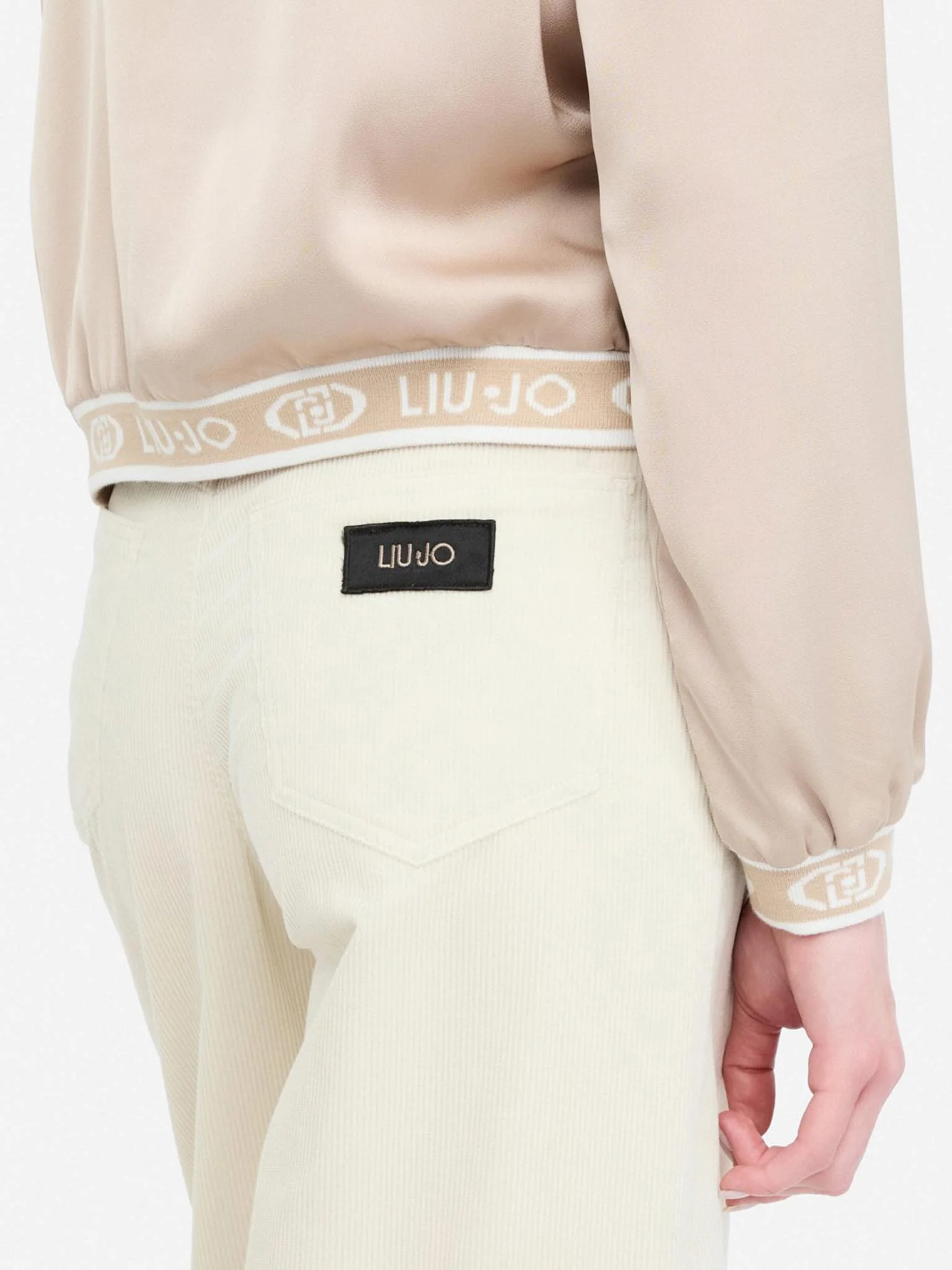 Felpa con zip e banda logo sul fondo champagne - Image 5