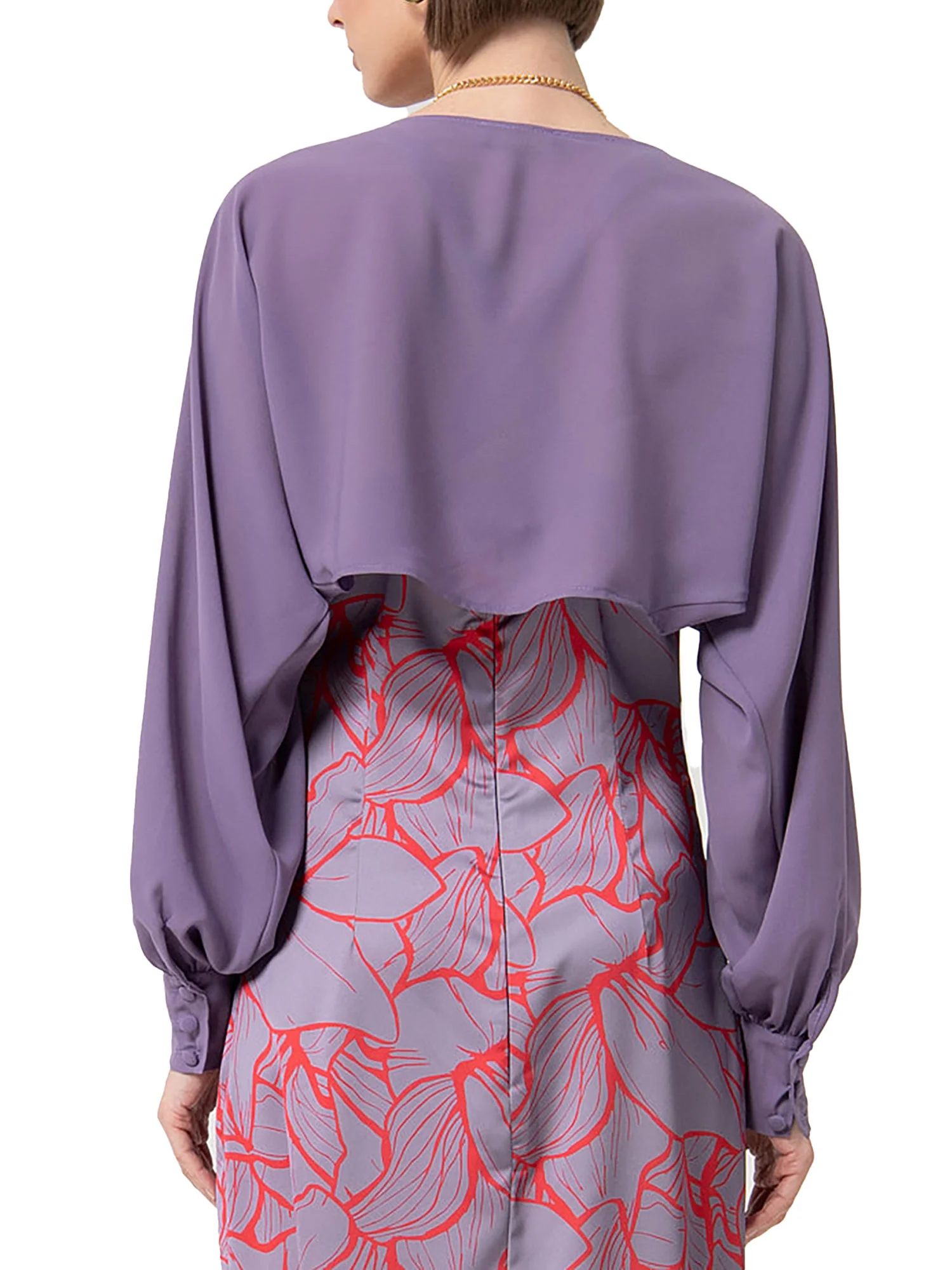 Giacca cropped bolero in georgette prugna - Image 3