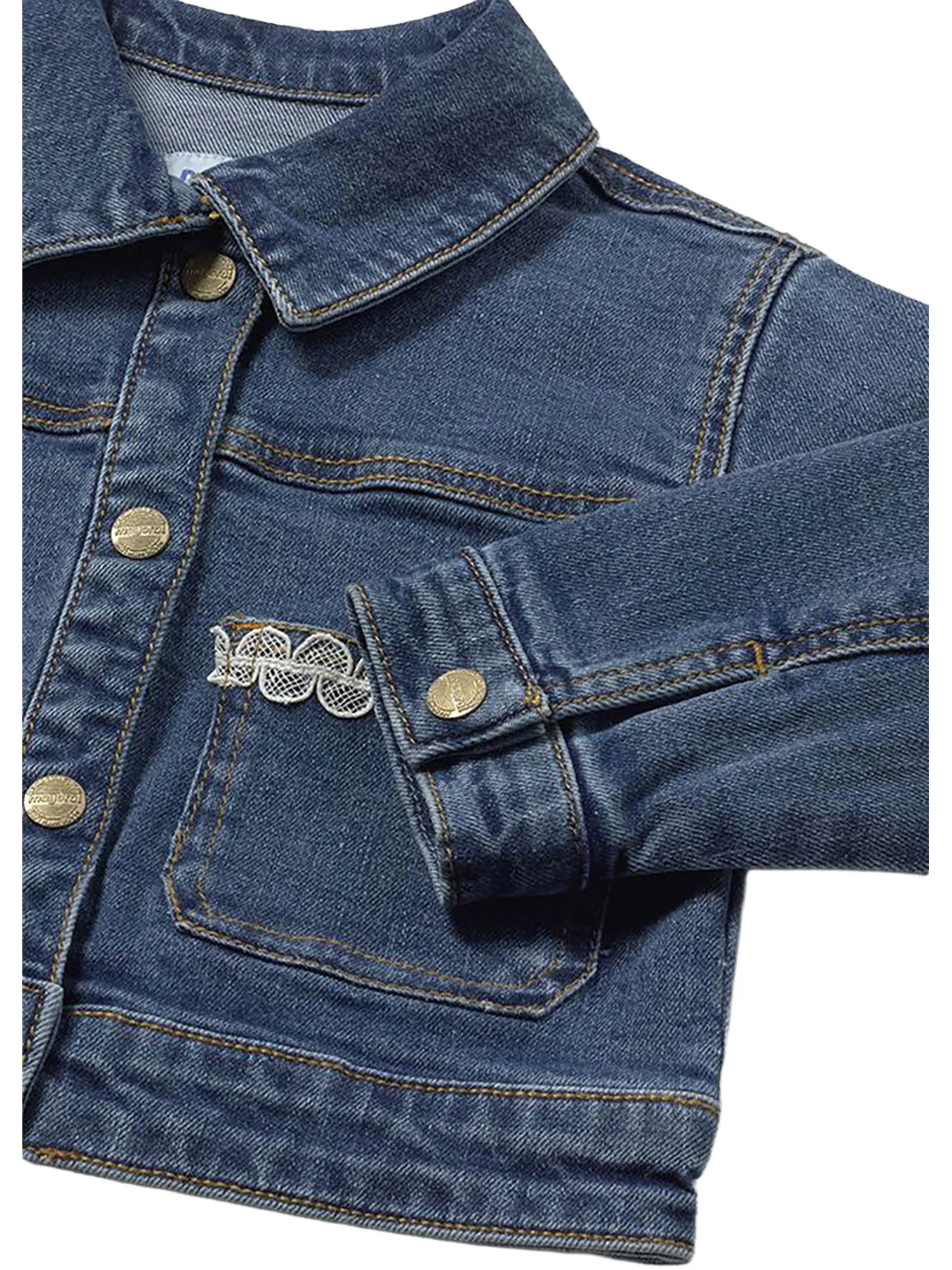 Giubbino Mayoral neonata con bottoni in jeans denim scuro - Image 3