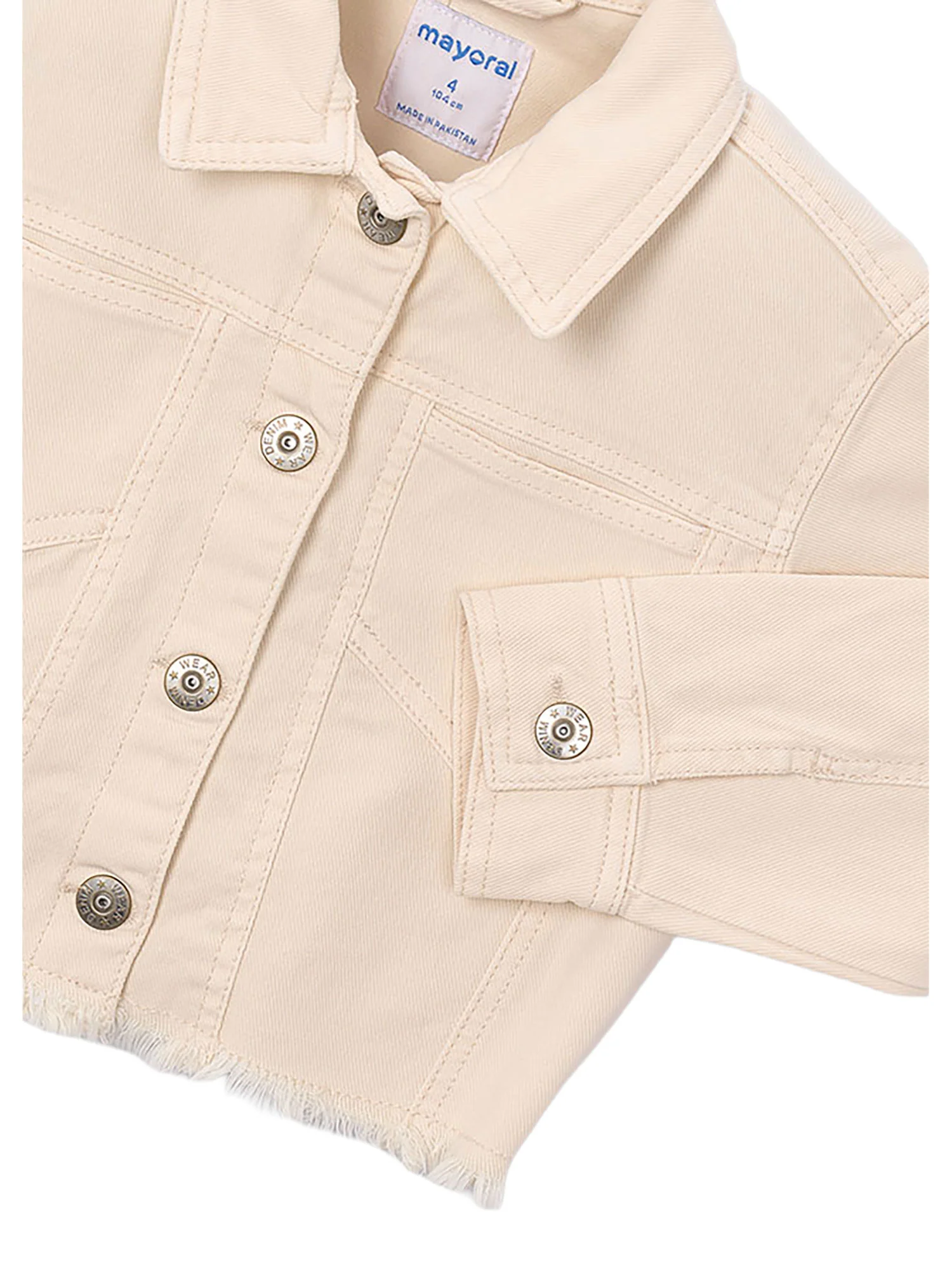 Giubbino Mayoral bambina con bottoni in tela cecio - Image 3