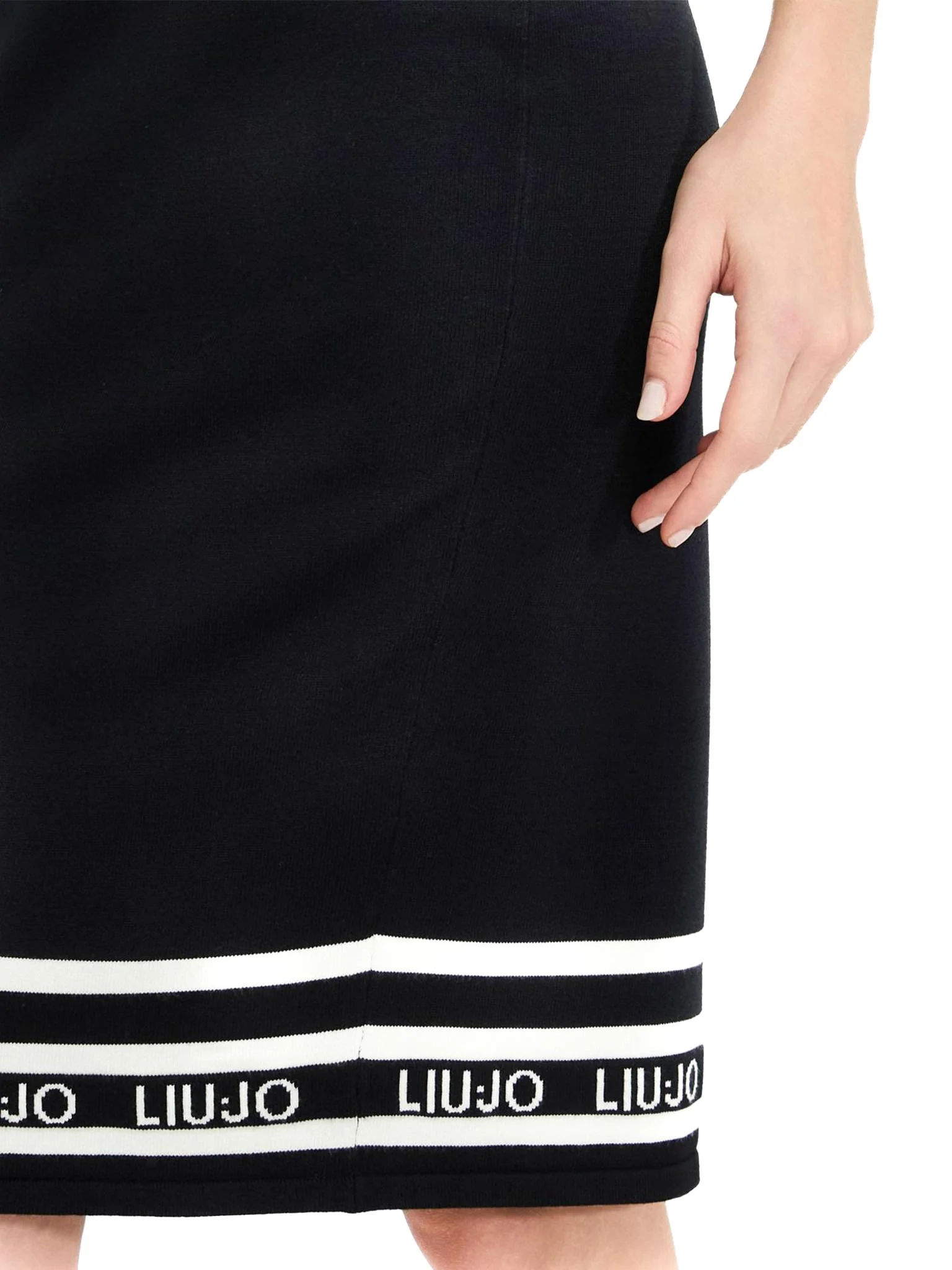 Gonna LiuJo longuette in maglia con righe sul fondo nero/bianco - Image 5