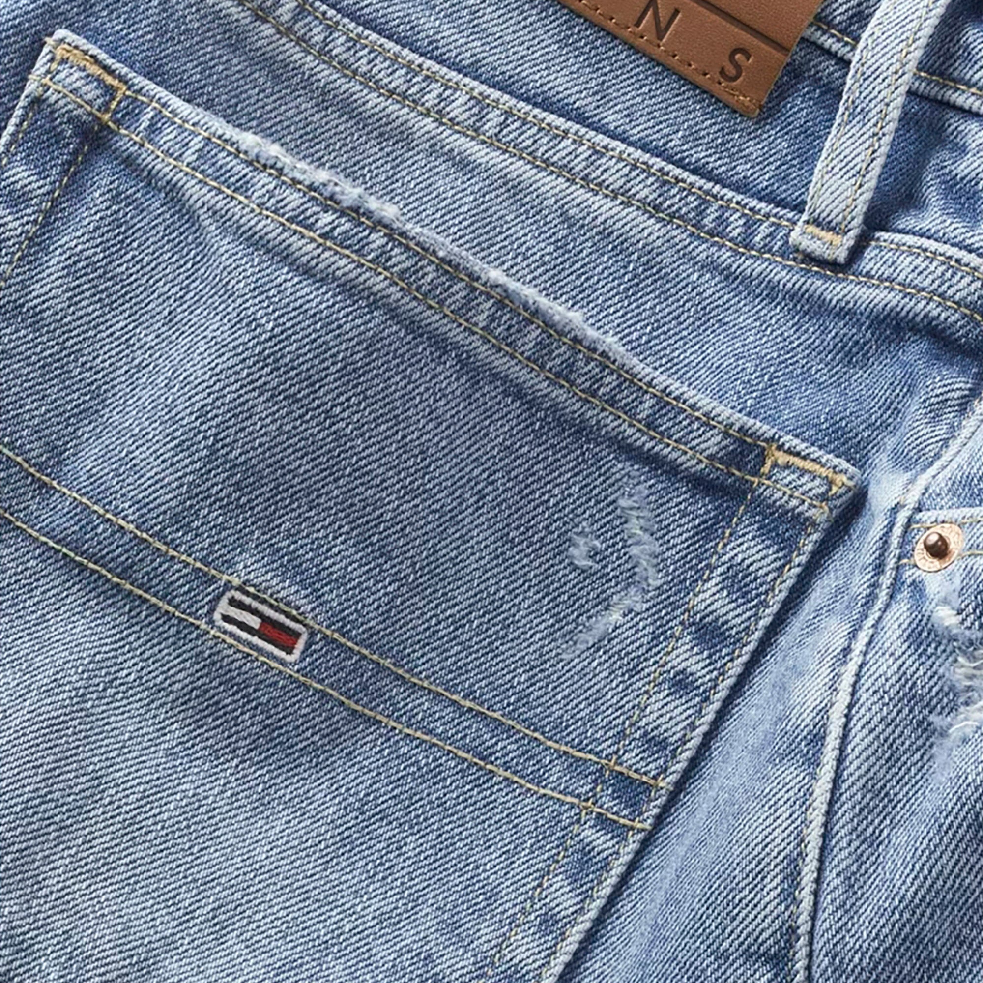 Jeans Mom Fit tapered con abrasioni denim chiaro - Image 3