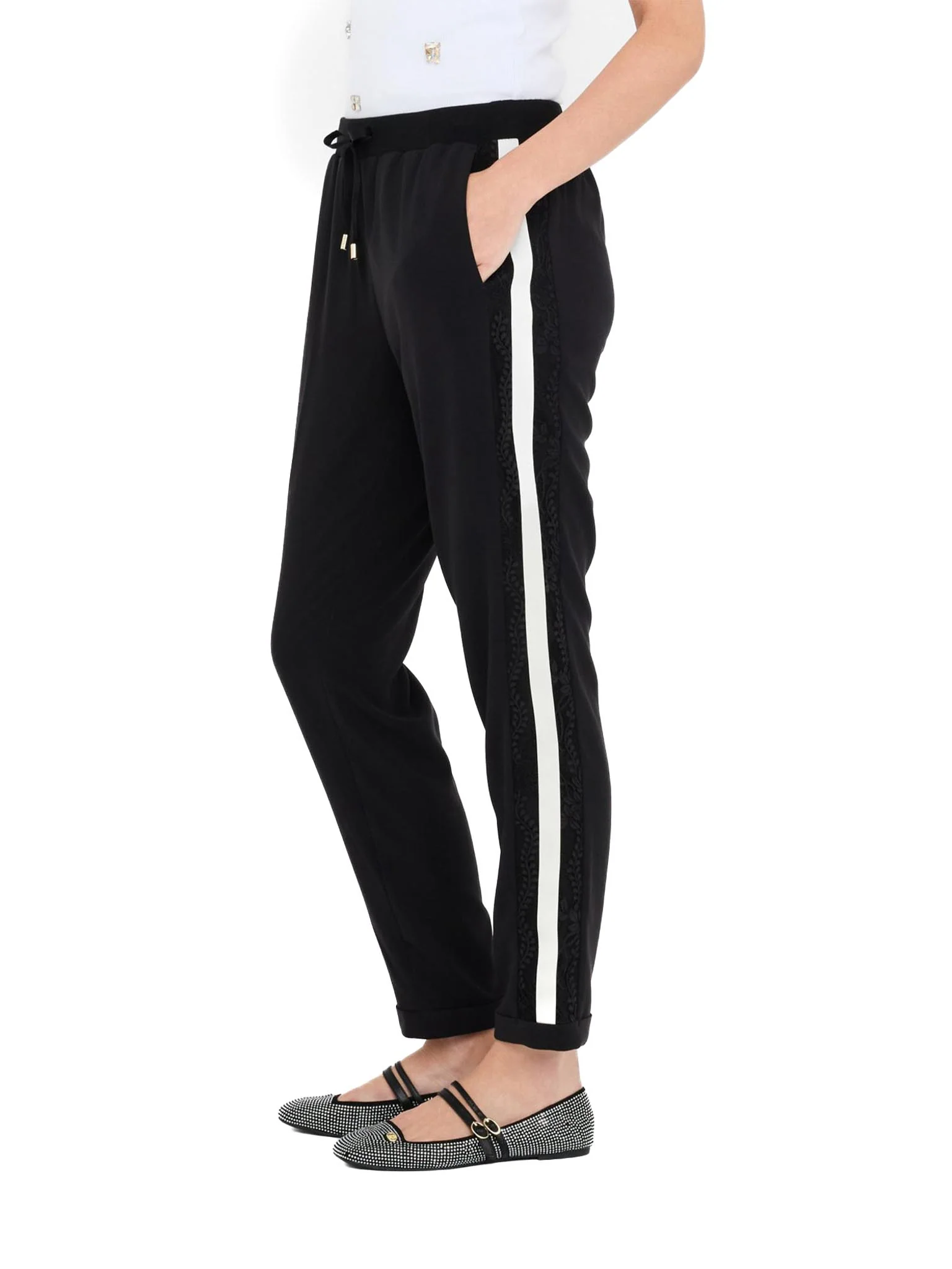 Pantaloni jogging Liu Jo con banda in pizzo nero - Image 3