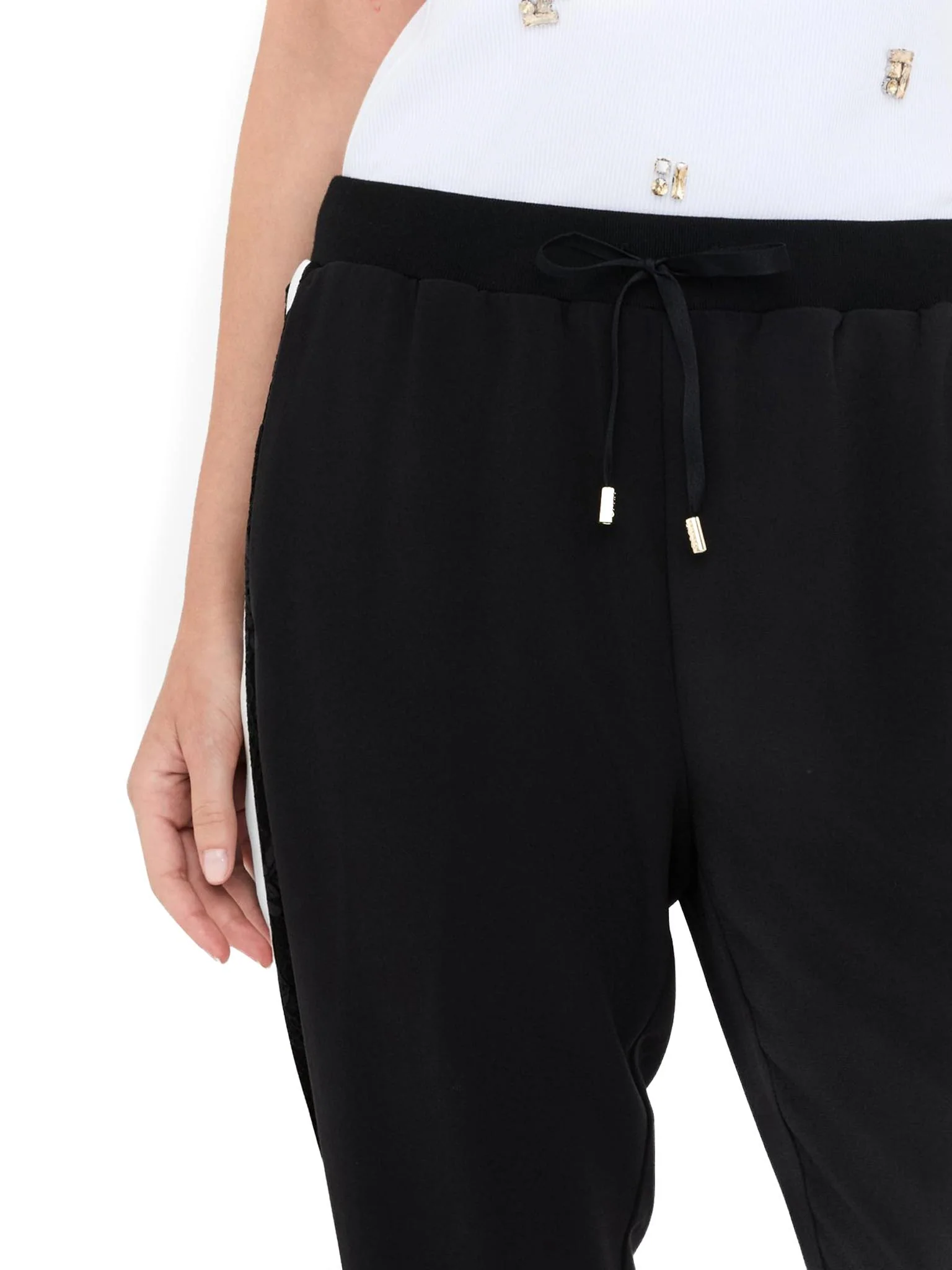 Pantaloni jogging Liu Jo con banda in pizzo nero - Image 4