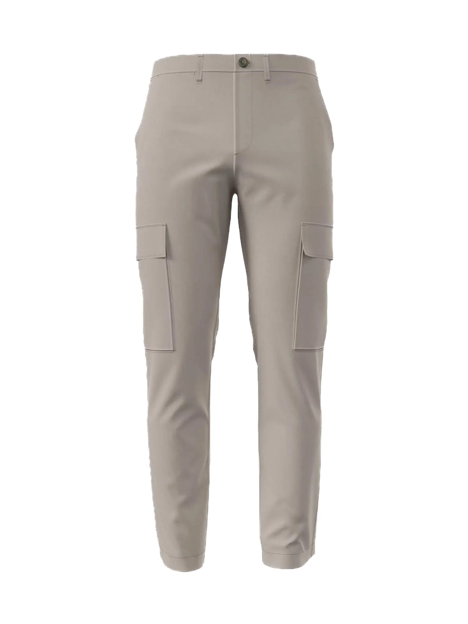 Pantaloni slim fit cargo in cotone kaki - Image 4