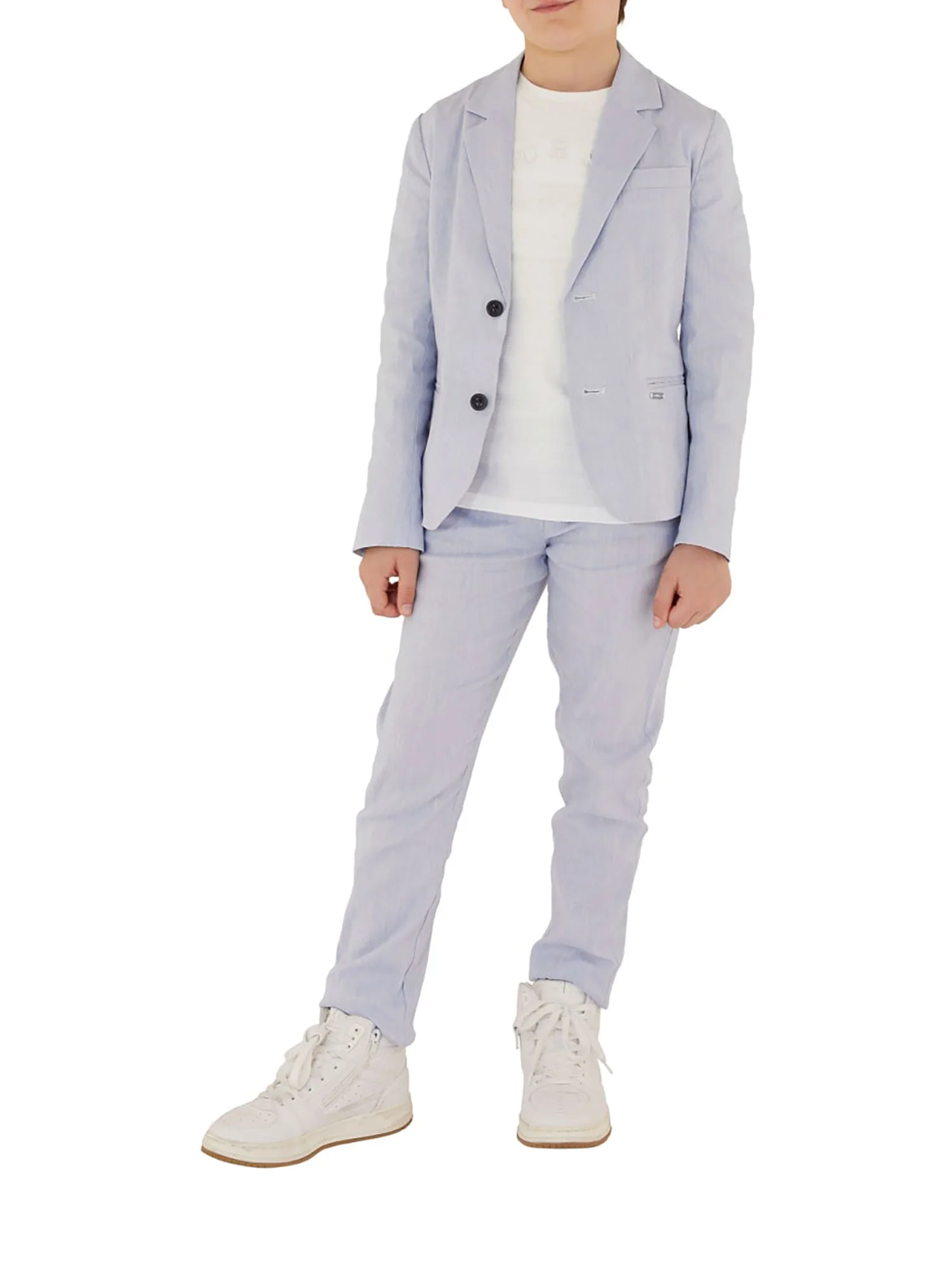 Pantalone chino lino cerimonia bambino celeste - Image 5