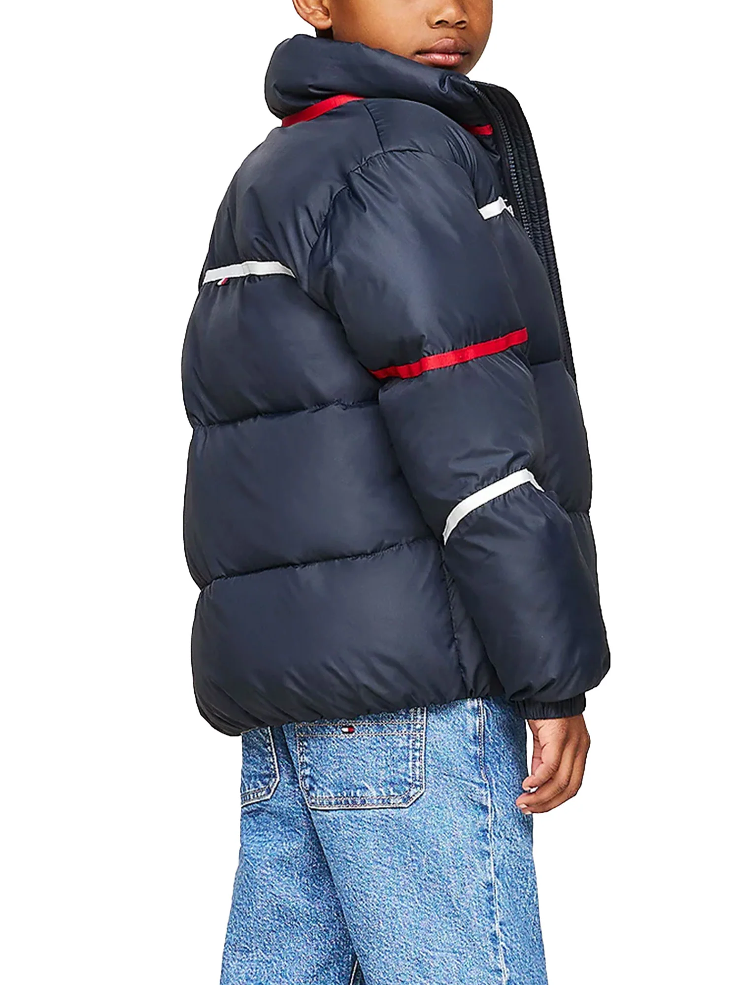 Piumino kids global stripe con zip blu - Image 3