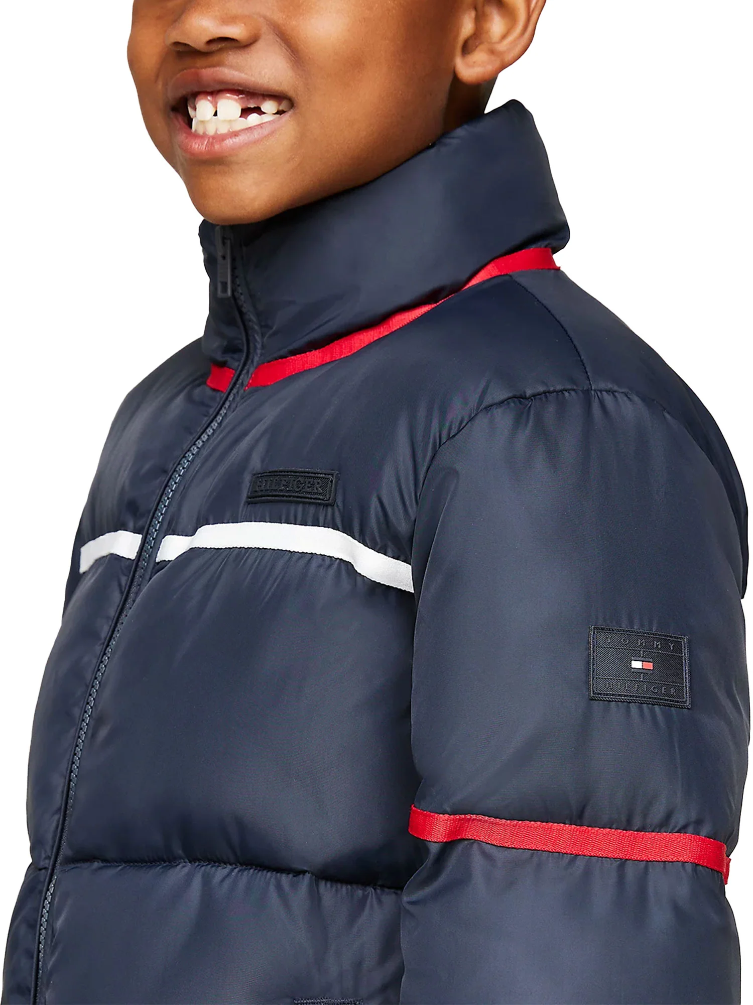 Piumino kids global stripe con zip blu - Image 4