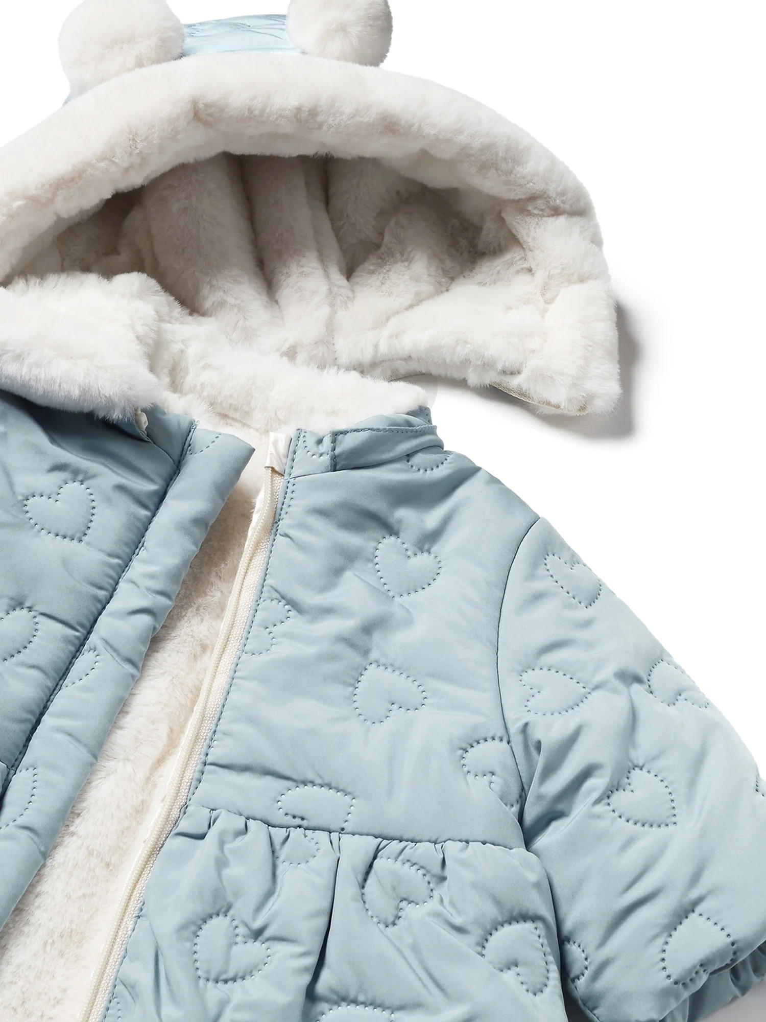 Piumino zip cappuccio reversibile celeste/bianco - Image 3