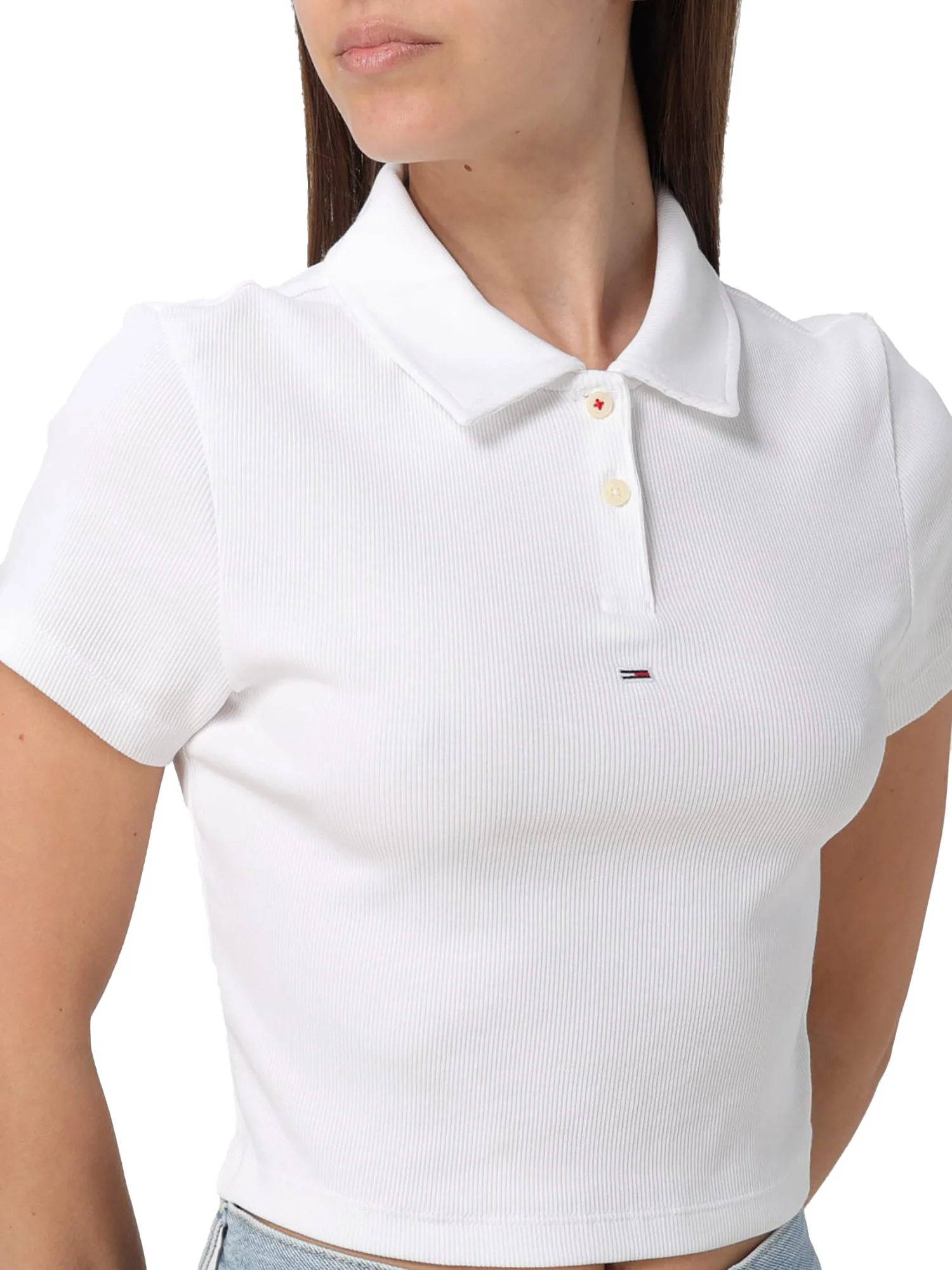 Polo crop slim fit essential bianco - Image 3