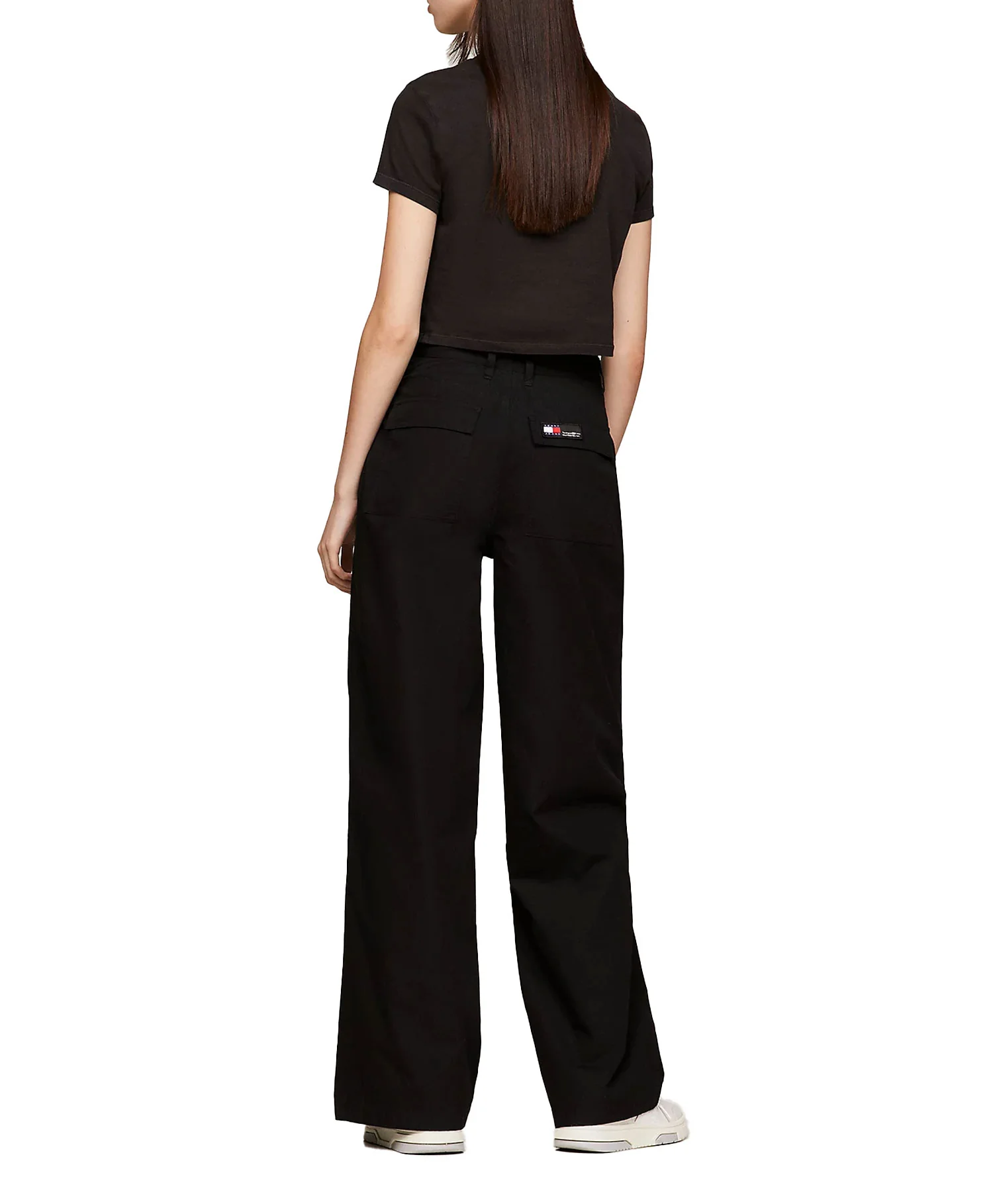 T-shirt in jersey di cotone washed Slim fit crop con stampa labbra nero - Image 3