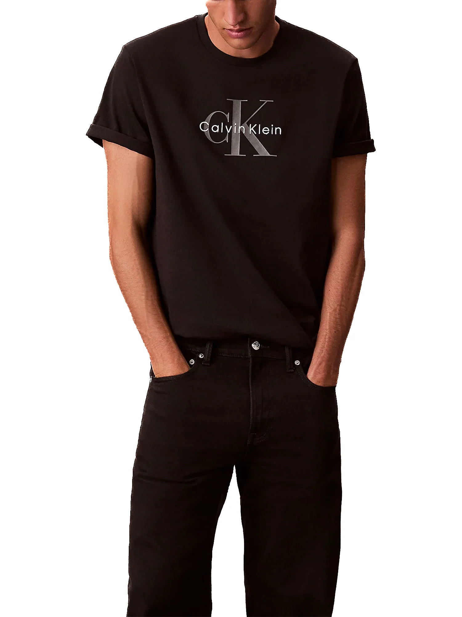 T-shirt Calvin Klein con logo frontale nero - Image 5