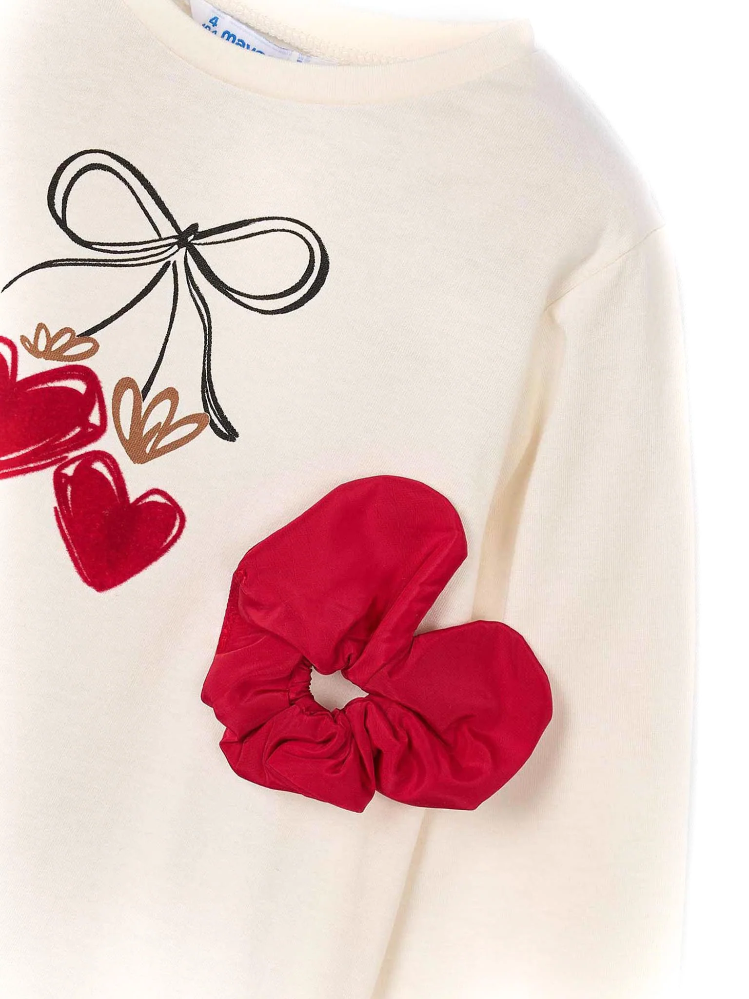 T-shirt manica lunga elastico panna/rosso - Image 3